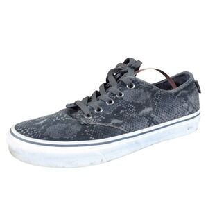 Vans Camden Stripe Women Athletic Shoe Size 8.5 Casual Skate Black Snake Leather